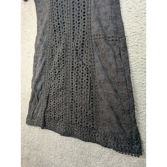 Sundance Eyelet Midi Dress Womens Size 8 Slate Gray Fairycore Whimsy Goth Cotton - Picture 12 of 14